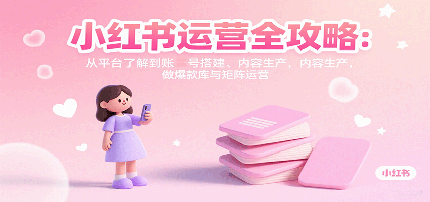 小红书运营全攻略:从平台了解到账号搭建、内容生产,做爆款库与矩阵运营-摇钱述