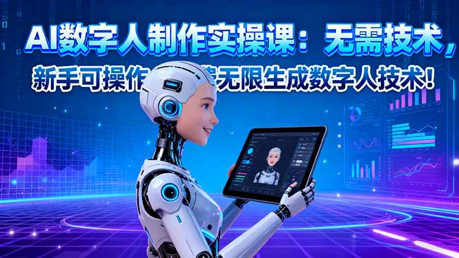 AI数字人制作实操课:无需技术,新手可操作,免费无限生成数字人技术!-摇钱述
