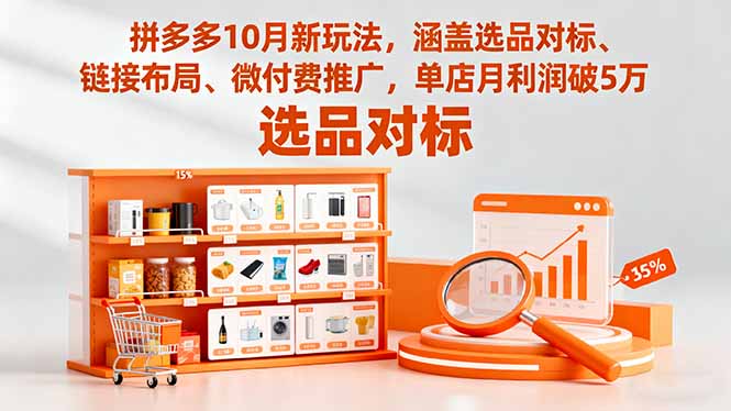拼多多10月新玩法，涵盖选品对标、链接布局、微付费推广，单店月利润破5万-摇钱述