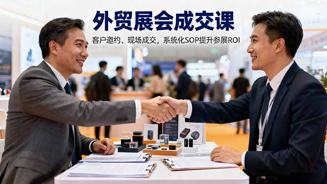 外贸展会成交课，含目标制定、客户邀约、现场成交，系统化SOP提升参展ROI-摇钱述