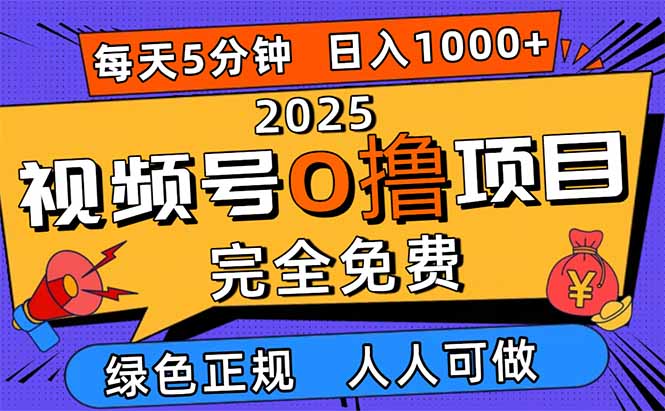 2025视频号0撸项目,5分钟一个号,日入1000+,人人可做-摇钱述