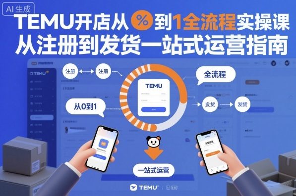 TEMU开店从0到1全流程实操课,从注册到发货一站式运营指南-摇钱述