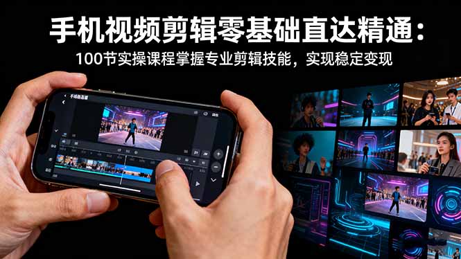 手机视频剪辑零基础直达精通:100节实操课程掌握专业剪辑技能,实现稳...-摇钱述