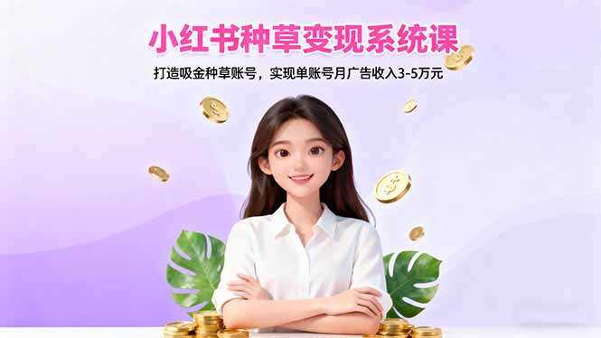 小红书种草变现系统课:打造吸金种草账号,实现单账号月广告收入3-5万元-摇钱述