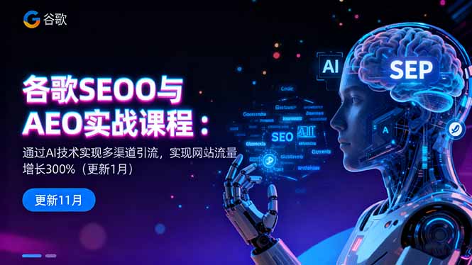 谷歌SEO与AEO实战课程：通过AI技术实现多渠道引流，实现网站流量增长300%-摇钱述