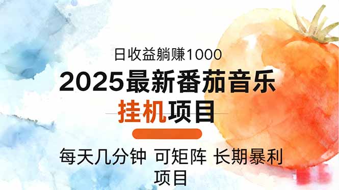 2025年最新番茄音乐人挂机项目,每天几分钟,月入1000+,可矩阵,一台...-摇钱述