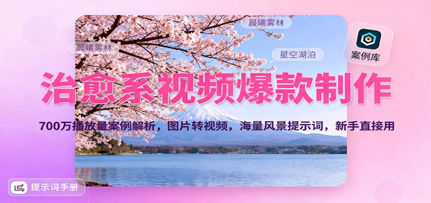 治愈系视频爆款制作，700万播放量案例解析，图片转视频，海量风景提示词，新手直接用-摇钱述