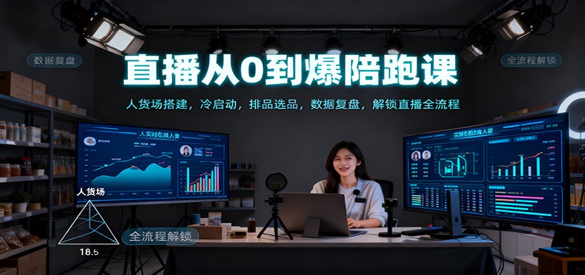 直播从0到爆陪跑课：人货场搭建，冷启动，排品选品，数据复盘，解锁直播全流程-摇钱述