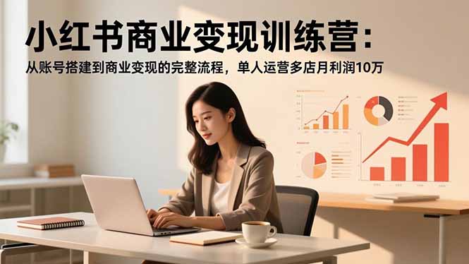 小红书商业变现训练营：从账号搭建到商业变现的完整流程，单人运营多店月利润10万-摇钱述