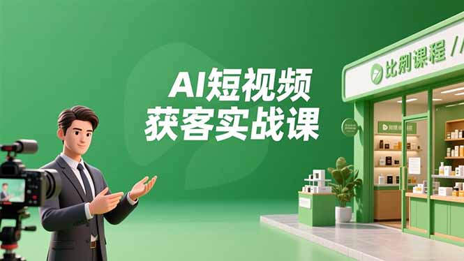 AI短视频获客实战课，数字人创作、实体行业应用、精准引流，30天获取客源月入6万+-摇钱述